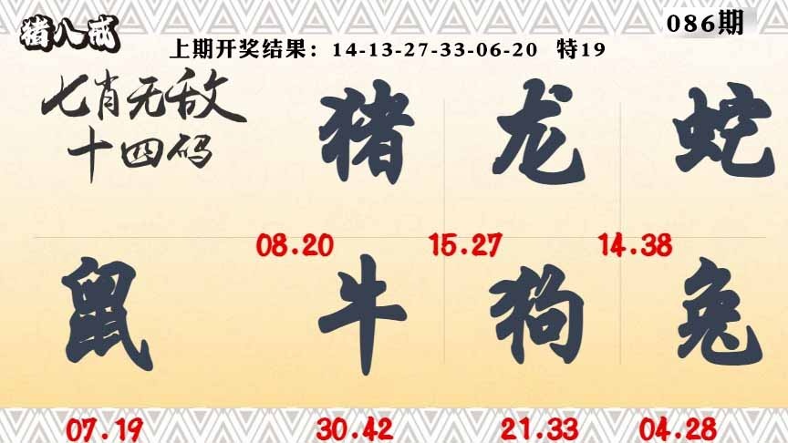 086期七肖无敌14码[图]